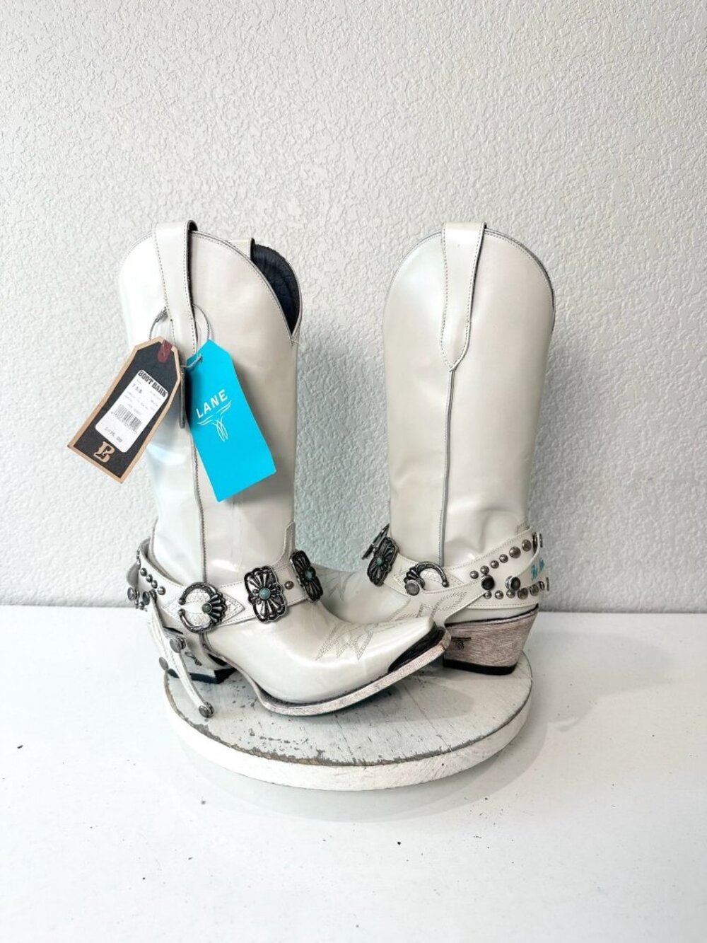 Lane The New Mrs Pearl White Bridal Boots Western Cowboy Wedding Snip Toe 7.5